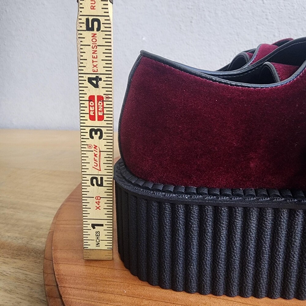 Killstar Shoes Womens Size 8 Red Faux Suede Platform Mary Jane Bat Creepers - Picture 12 of 14
